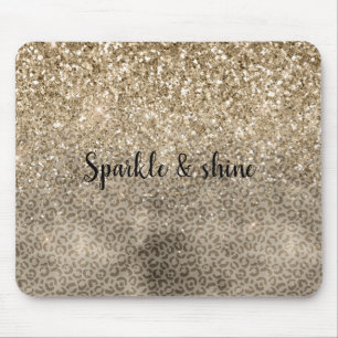Bruin leopard Print Gold Glitter sparter Muismat