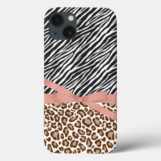 Bruin Leopard Zebra Dier Roze Lint Case-Mate iPhone Case (Achterkant)