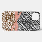 Bruin Leopard Zebra Dier Roze Lint Case-Mate iPhone Case (Achterkant (horizontaal))