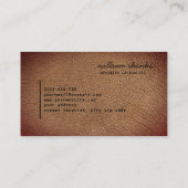 Bruin Leren Goud Monogram Script Stijlvol Visitekaartje (Achterkant)