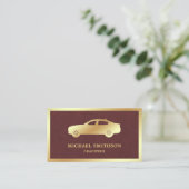 Bruin Leren Gouden Auto Professionele Chauffeur Visitekaartje (Staand voorkant)