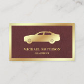 Bruin Leren Gouden Auto Professionele Chauffeur Visitekaartje (Voorkant)