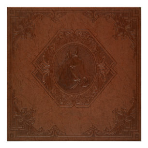 Bruin leren paardenhoofd vintage frame perfect poster