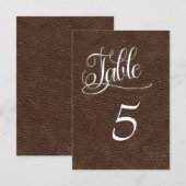 Bruin leren western bruidstafel nummerkaart kaart (Voorkant / Achterkant)