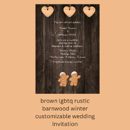 bruin lgbtq rustiek barnwood bruiloft uitnodiging
