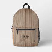 Bruin licht bamboe houten druk op maat Monogram Bedrukte Rugzak (Voorkant)
