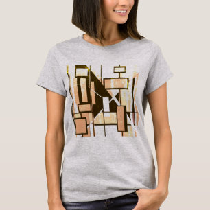 Bruin Licht Sinaasappel Geometrische Dozen MCM-geï T-shirt