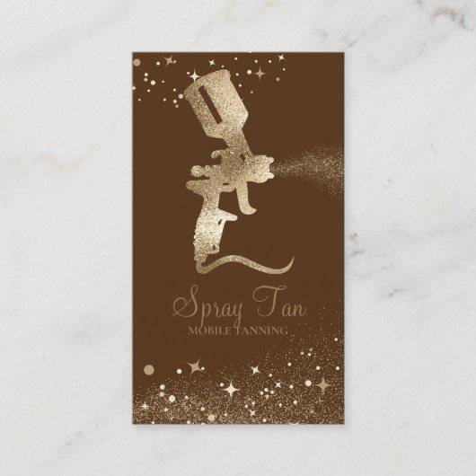 Bruin Licht Tanning Spray Sparkle Goud Visitekaartje (Voorkant)