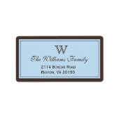 Bruin & Lichtblauw Klassieke Grens Etiket (Voorkant)