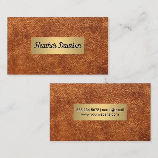 Bruin Lijst en metallisch goud Visitekaartje (Voorkant / Achterkant)