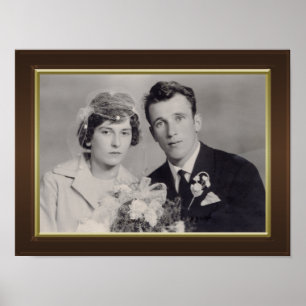 Bruin lijst met gouden grensfoto poster