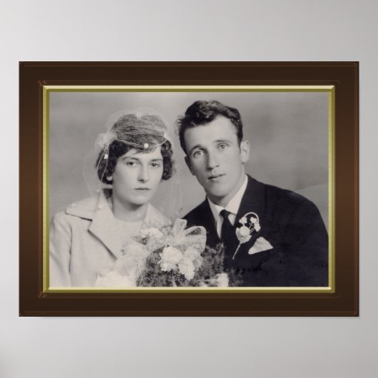 Bruin lijst met gouden grensfoto poster (Voorkant)