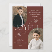 Bruin Lijst met snowflake 2 Foto Feestdagenkaart (Voorkant)