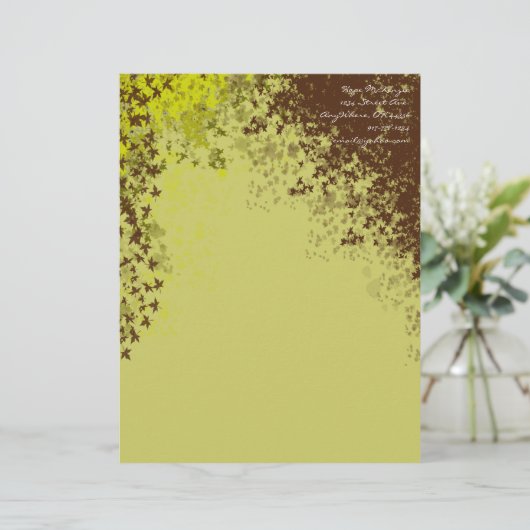 Bruin & Limoen bladeren Letterkop Briefhoofd Ontwerp (Staand voorkant)