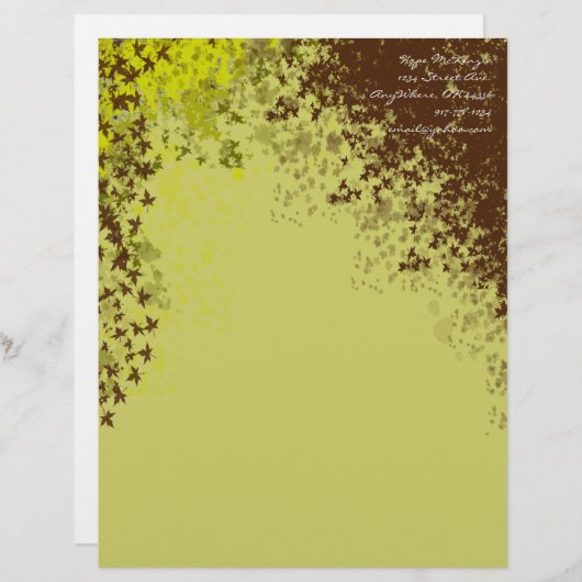 Bruin & Limoen bladeren Letterkop Briefhoofd Ontwerp (Voorkant / Achterkant)