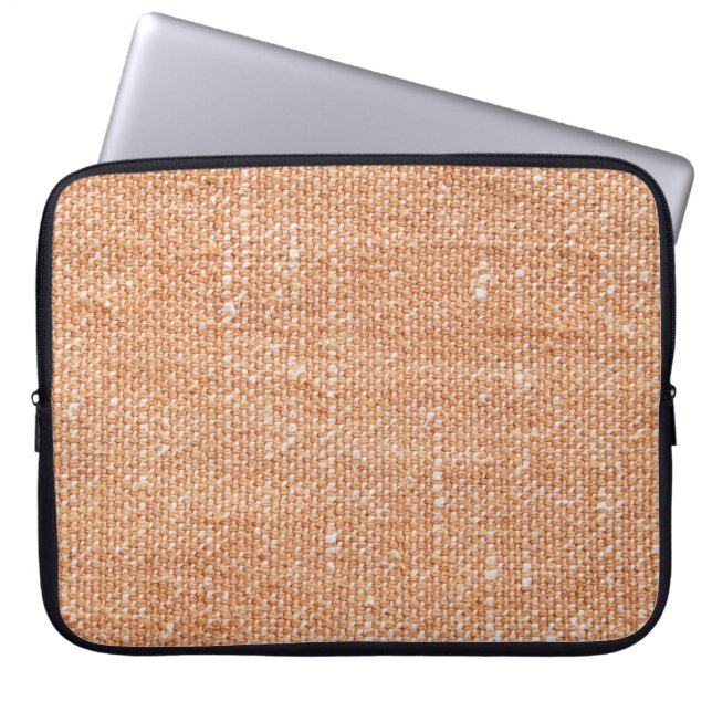 Bruin Linnen Canvas Textuur Achtergrond Laptop Sleeve (Voorkant)