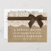 Bruin lint op Kraft & Lace Vrijgezellenfeest Recep Uitnodiging Briefkaart (Voorkant / Achterkant)