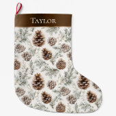 Bruin lint Zilveren Kerst Pine Kegels Grote Kerstsok (Voorkant)
