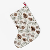 Bruin lint Zilveren Kerst Pine Kegels Grote Kerstsok (Achterkant (Hangend))