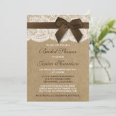 Bruin lintje op kraft- en kant-en-Vrijgezellenfees Kaart (Staand voorkant)