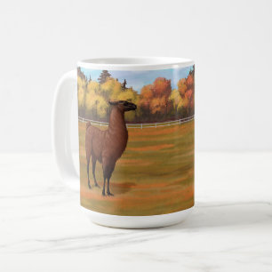 Bruin Llama in het najaar van het Boerderij Koffiemok