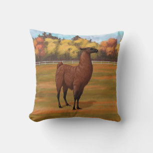 Bruin Llama in het najaar van het Boerderij Kussen