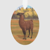 Bruin Llama in het najaar van het Boerderij Ornament (achterkant)