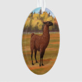 Bruin Llama in het najaar van het Boerderij Ornament (voorkant)