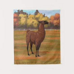 Bruin Llama in het najaar van het Boerderij Wandkleed