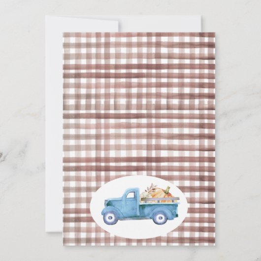 Bruin Loof Klein Pompoen Truck 1e Verjaardag Kaart (Achterkant)