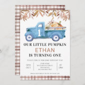 Bruin Loof Klein Pompoen Truck 1e Verjaardag Kaart (Voorkant / Achterkant)