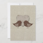 Bruin Lovevogels Linen Style Wedding Kaart (Achterkant)
