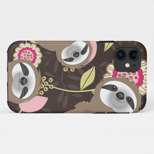 Bruin luiaard Familie gluren door Oerwoud Case-Mate iPhone Case (Achterkant (horizontaal))