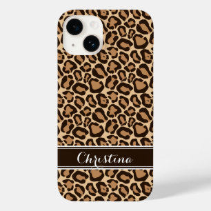 Bruin Luipaard Print Monogram Case-Mate iPhone 14 Hoesje