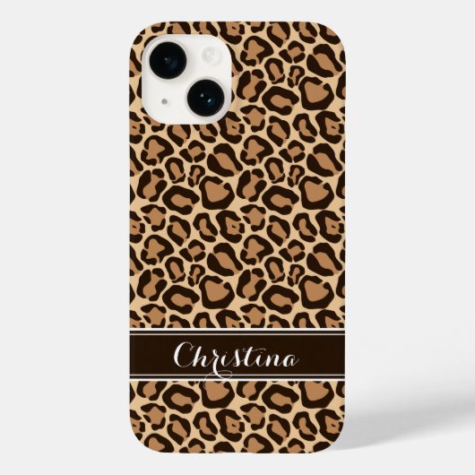Bruin Luipaard Print Monogram Case-Mate iPhone Case (Achterkant)
