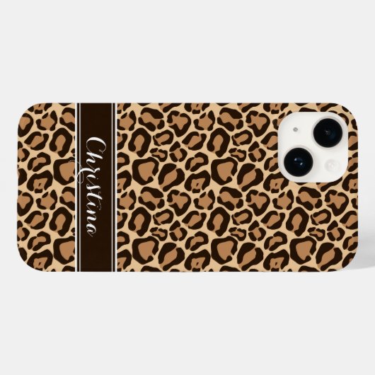 Bruin Luipaard Print Monogram Case-Mate iPhone Case (Achterkant (horizontaal))