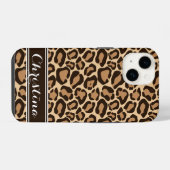 Bruin Luipaard Print Monogram iPhone Hoesje (Achterkant horizontaal)