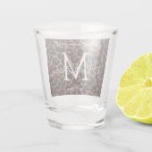 Bruin Luxe Luipaard Patroon Bruidsmeisje Monogram Shot Glas (Achterkant)