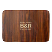 Bruin Mahogany Hout bruiloft Monogram Badmat (Voorkant)