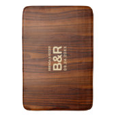 Bruin Mahogany Hout bruiloft Monogram Badmat (Voorkant Verticaal)