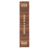 Bruin Mahogany Hout bruiloft Monogram Korte Tafelloper (Voorkant)