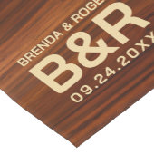 Bruin Mahogany Hout bruiloft Monogram Korte Tafelloper (Hoek)