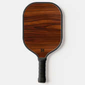 Bruin mahoniehouten textuur monogram pickleball paddle (Achterkant)