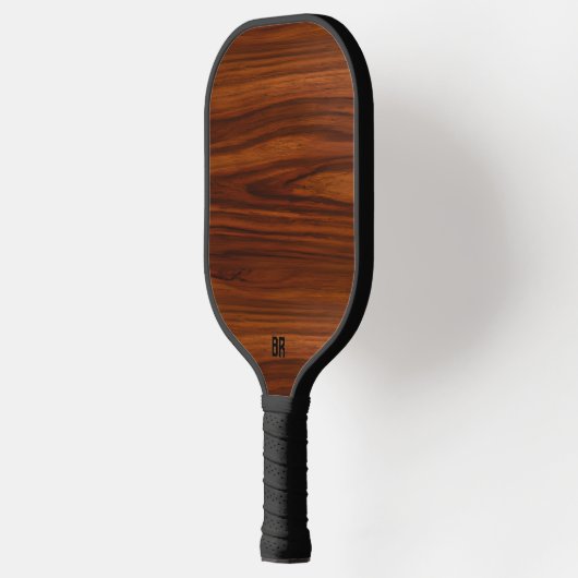 Bruin mahoniehouten textuur monogram pickleball paddle (Links)