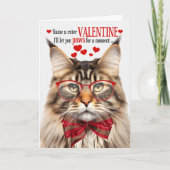 Bruin Maine Coon Tabby Kat Humor Valentijnsdag Feestdagen Kaart (Voorkant)
