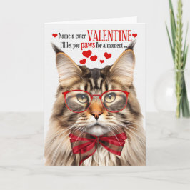 Bruin Maine Coon Tabby Kat Humor Valentijnsdag Feestdagen Kaart