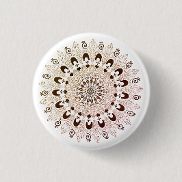  bruin mandala bloemontwerp ronde button 3,2 cm