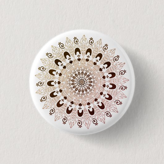 bruin mandala bloemontwerp ronde button 3,2 cm (Voorkant)