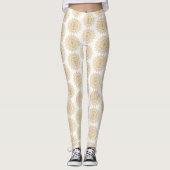 Bruin Mandala Patroon op Witte Achtergrond Elegant Leggings (Voorkant)