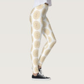 Bruin Mandala Patroon op Witte Achtergrond Elegant Leggings (Rechts)